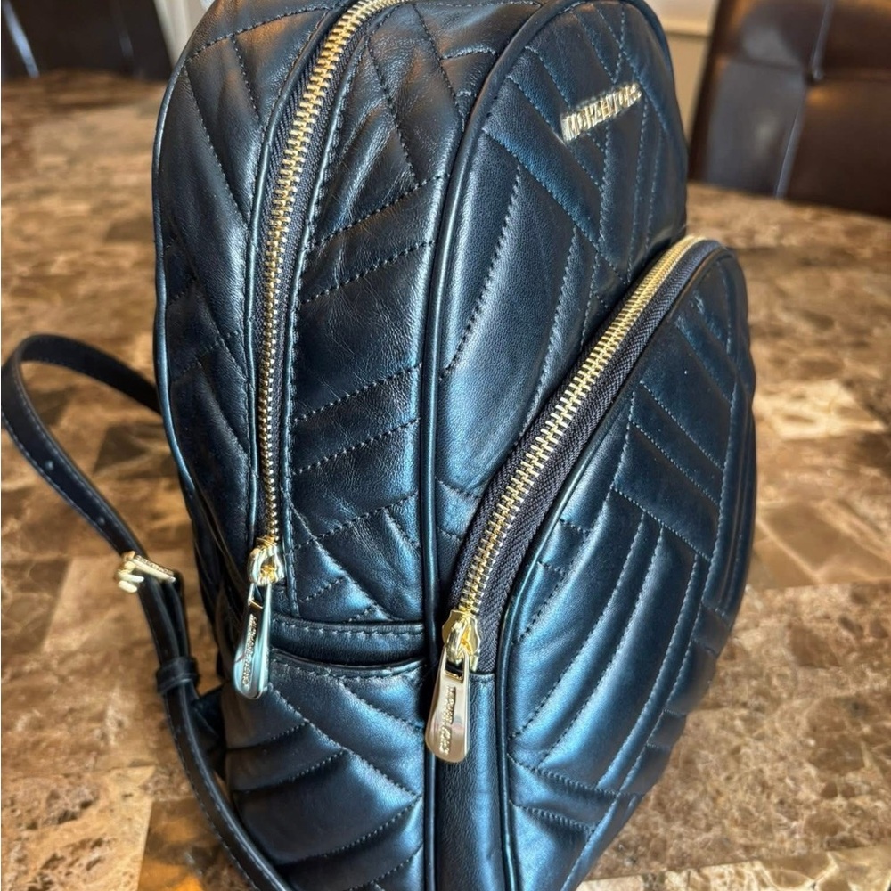 NWT Michael Kors Black Quilted Leather Backpack - Picture 2 of 4